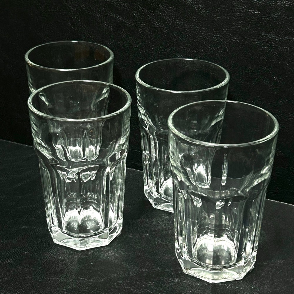 Libbey DuraTuff Glass Tumblers Set of 4 Vintage Clear 8 Paneled 4.75" USA - Picture 2 of 7